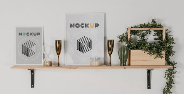 Mock Up Frame On Shelf Psd