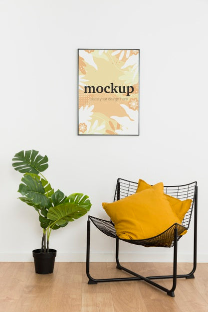 Mock-Up Frame On White Wall Psd