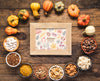 Mock-Up Frame Surrounded By Pumpkins And Condiments Psd