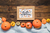 Mock-Up Frame With Hello Autumn Quote And Pumpkins Psd