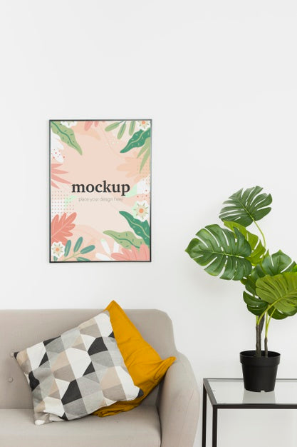 Mock-Up Frame With Plant Inside Psd