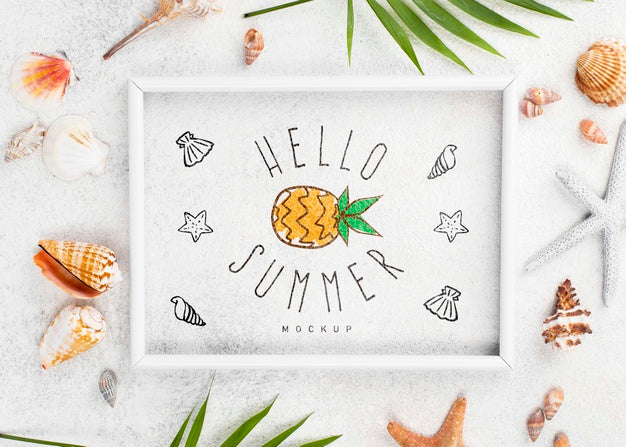 Mock-Up Frame With Summer Quote On Desk Psd