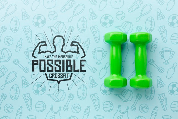 Mock-Up Green Hand Weights For Fitness Psd