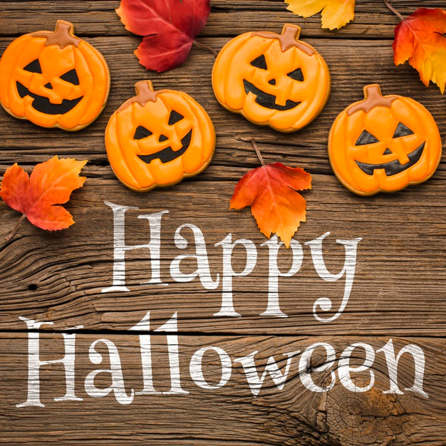 Mock-Up Halloween Treats And Leaves Psd