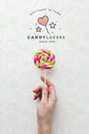 Mock-Up Hand With Lollipop Psd