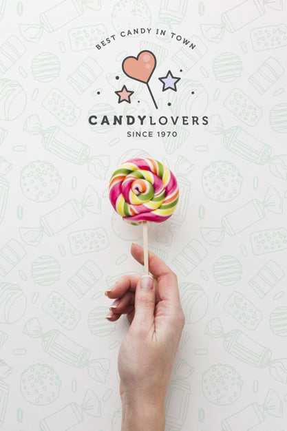 Mock-Up Hand With Lollipop Psd