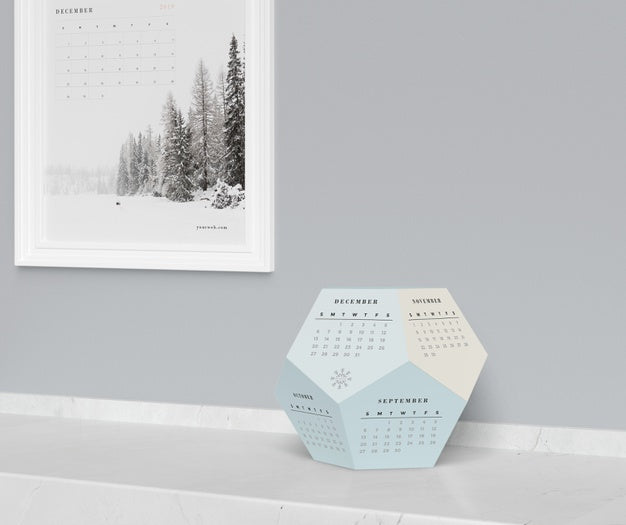 Mock-Up Hexagonal Calendar Concept Psd