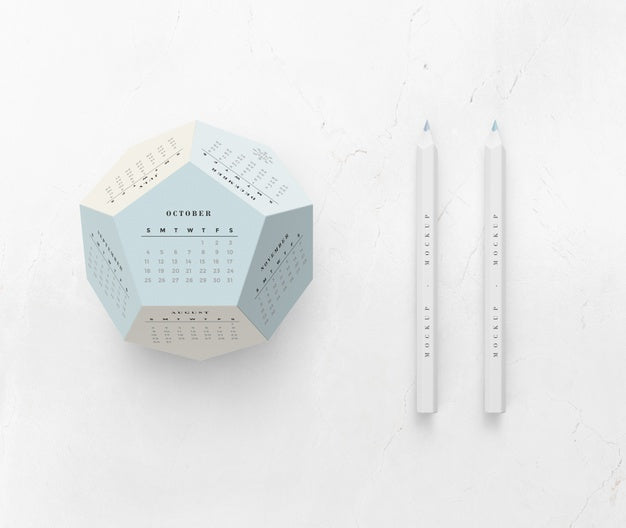 Mock-Up Hexagonal Calendar Concept Psd