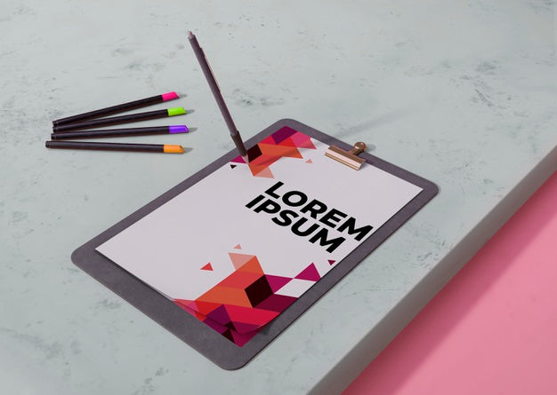 Mock-Up Identity Business Paper With Pencils Psd