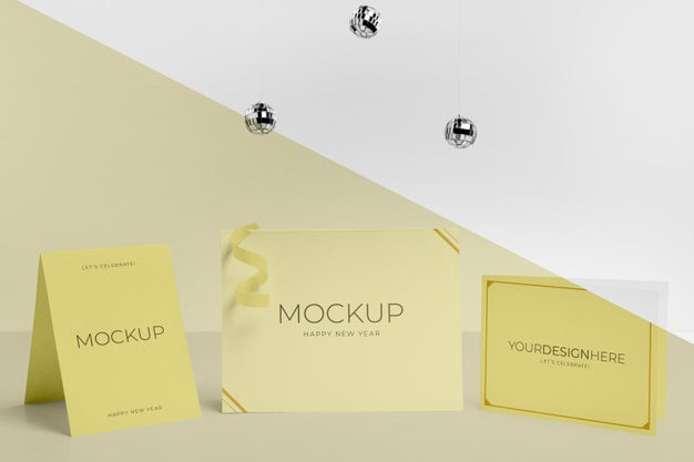 Mock-Up Invitation With Disco Balls Front View Psd