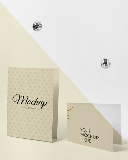 Mock-Up Invitation With Disco Balls Psd