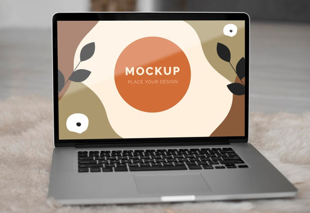 Mock Up Laptop In Bedroom Psd