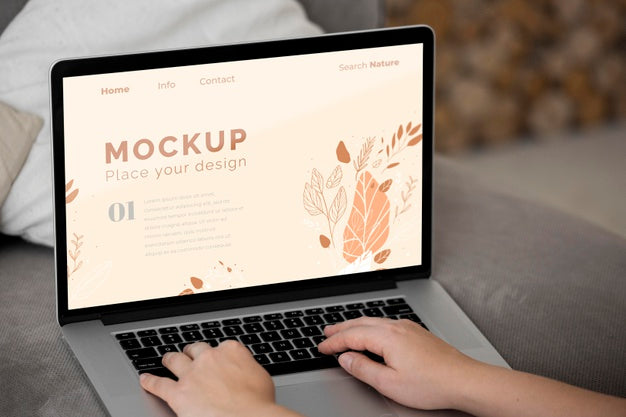 Mock Up Laptop In Bedroom Psd