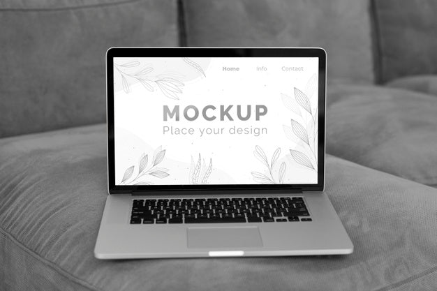 Mock Up Laptop In Bedroom Psd