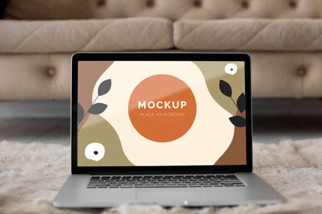Mock Up Laptop On Bed Psd