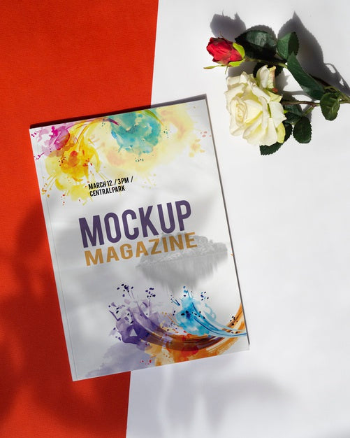 Mock Up Magazine Next To A Rose Psd