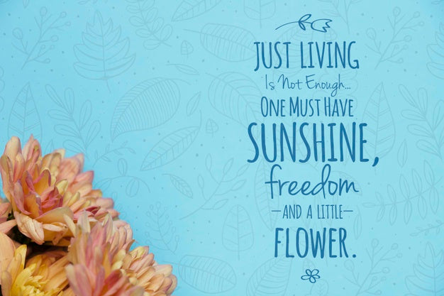 Mock-Up Motivational Message Beside Flowers Psd