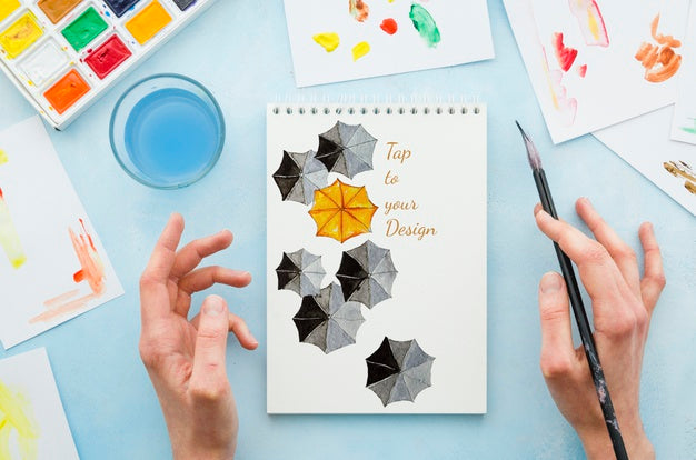 Mock-Up Notebook With Realistic Draw Psd