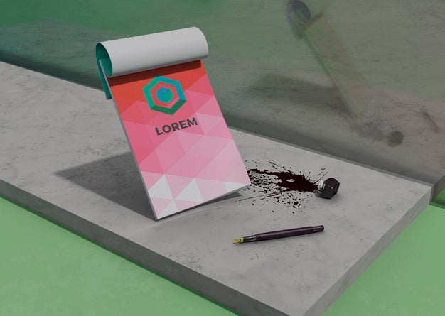 Mock-Up Notepad Identity Business Paper And Ink Psd