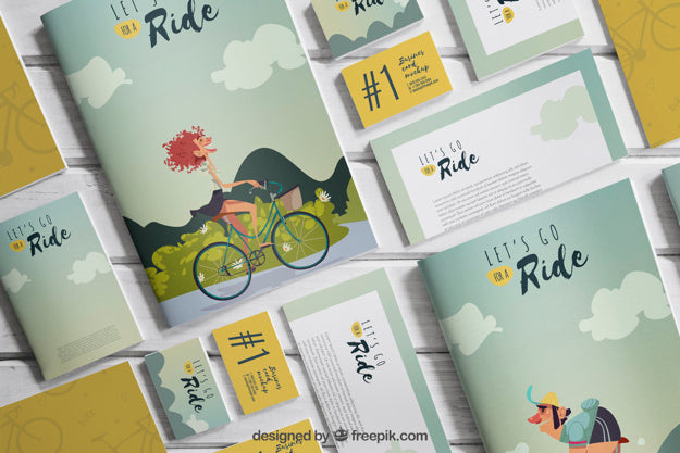 Mock Up Of Booklets And Business Cards Psd