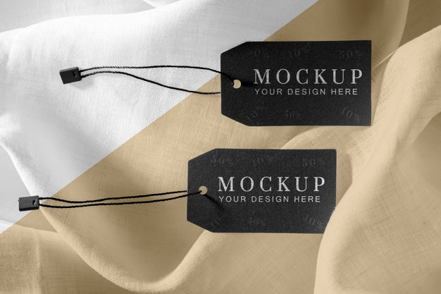 Mock-Up Of Clothing Black Labels On Soft Fabric Psd