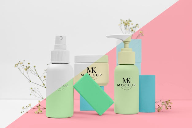 Mock-Up Of Entire Set Of Beauty Products Bottles Psd
