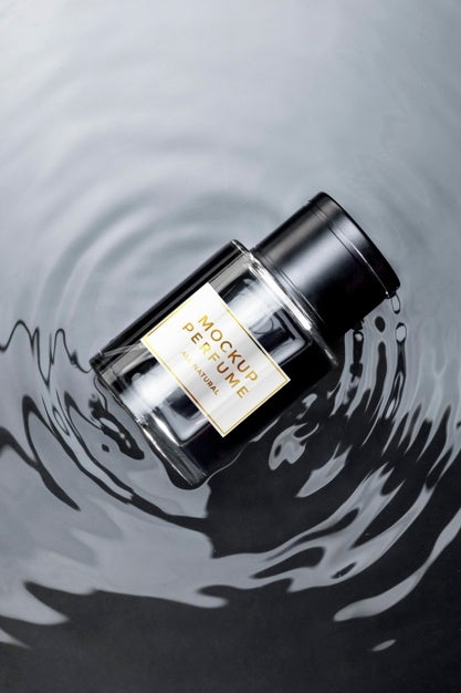 Mock-Up Of Glass Bottle Of Perfume With Clear Water Psd