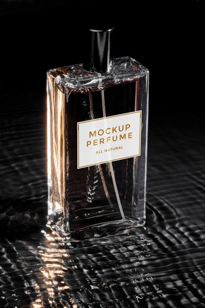 Mock-Up Of Glass Bottle Of Perfume With Clear Water Psd