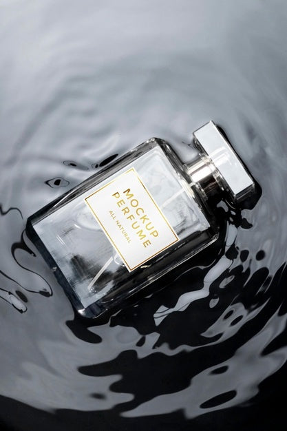 Mock-Up Of Glass Bottle Of Perfume With Clear Water Psd