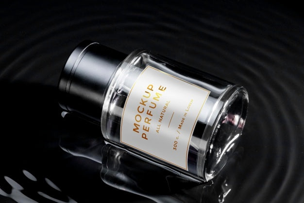 Mock-Up Of Glass Bottle Of Perfume With Clear Water Psd