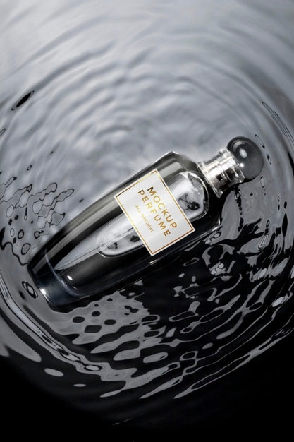 Mock-Up Of Glass Bottle Of Perfume With Clear Water Psd