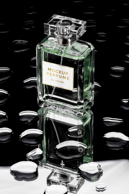 Mock-Up Of Glass Bottle Of Perfume With Clear Water Psd