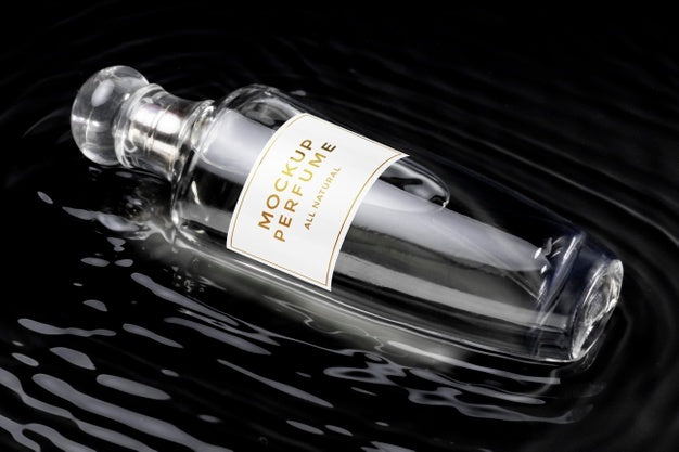 Mock-Up Of Glass Bottle Of Perfume With Clear Water Psd