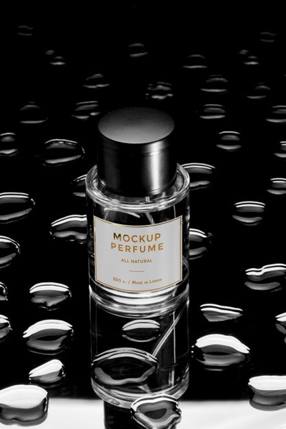 Mock-Up Of Glass Bottle Of Perfume With Clear Water Psd
