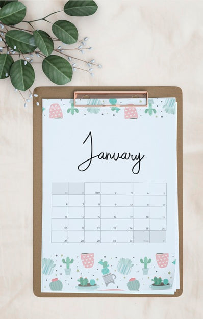 Mock Up Of Hand Drawn Calendar Psd
