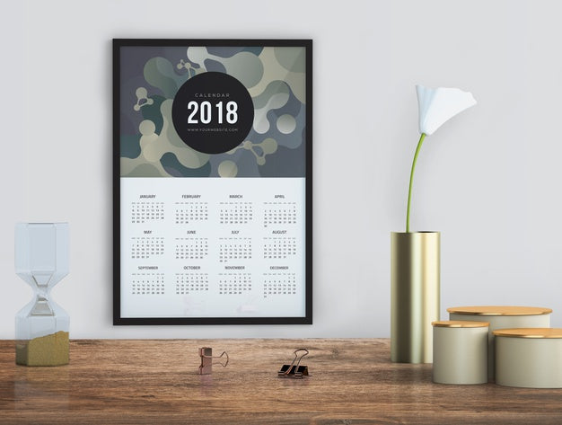 Mock Up Of Hand Drawn Calendar Psd
