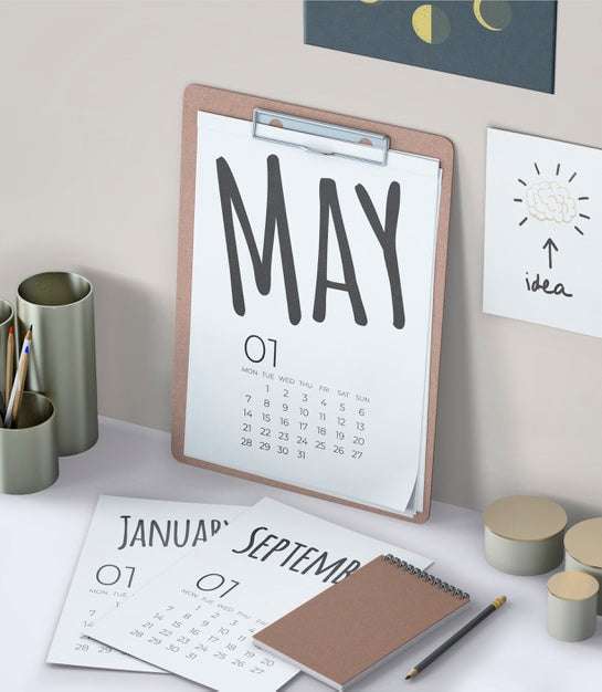 Mock Up Of Hand Drawn Calendar Psd