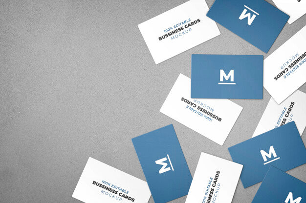 Mock Up Of Several Business Cards Disordered Psd