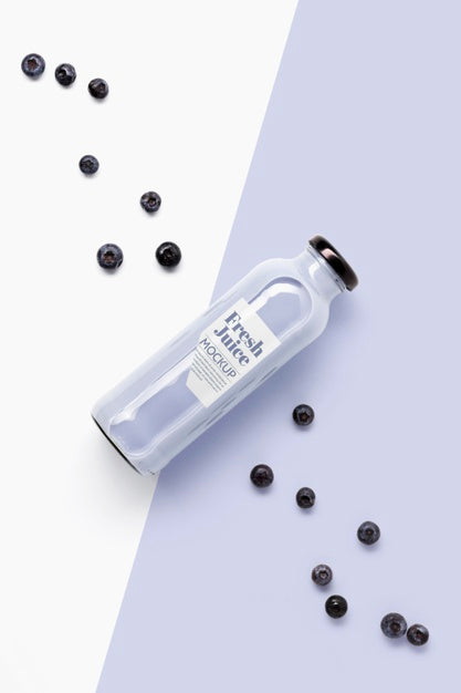 Mock-Up Of Smoothie With Blueberry Fruit Psd