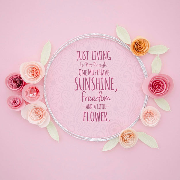 Mock-Up Ornamental Floral Frame With Inspirational Message Psd