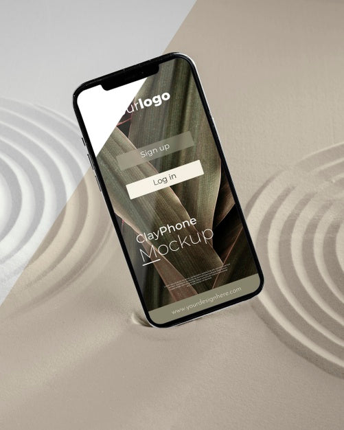 Mock-Up Phone In Sand Composition Psd