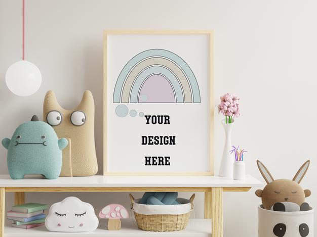 Mock Up Poster Frame In Children'S Room Psd