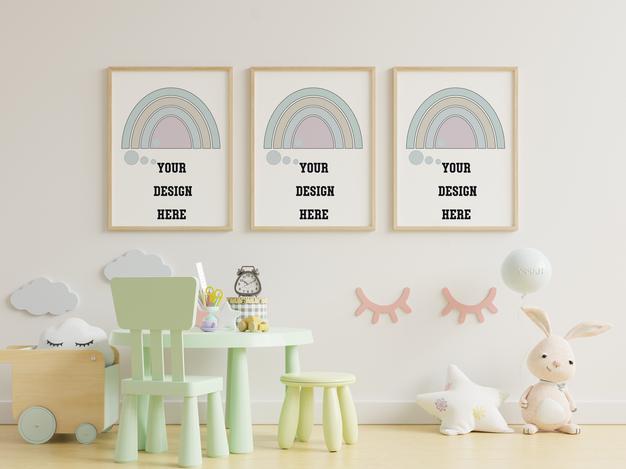 Mock Up Poster Frames In Children Room Psd