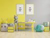 Mock Up Poster Frames In Children'S Room On Yellow Illuminating And Ultimate Gray Wall Psd