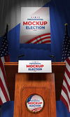 Mock-Up Presidential Election Podium For United States Psd