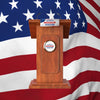 Mock-Up Presidential Election Podium For United States With American Flag Psd