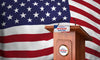 Mock-Up Presidential Election Podium For United States With Flag Psd