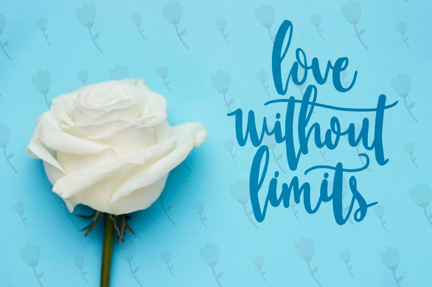 Mock-Up Rose Beside Positive Message Psd