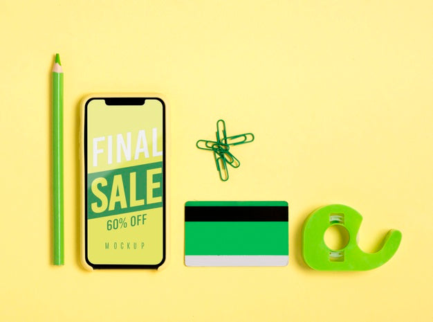 Mock-Up Shoppings Tools On Desk Psd