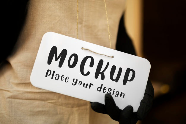 Mock-Up Sign Hanging On The Door Psd